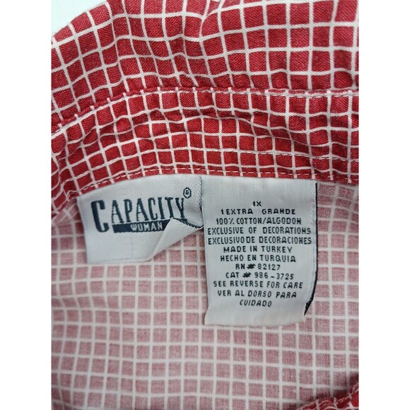 Capacity Woman Plaid Shirt 1X Embroidery Long Sleeve Cardinal Bird - Picture 7 of 8